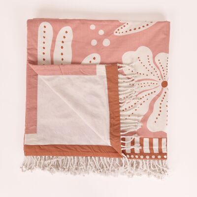 FOUTA IN COTONE FODERATO IN SPUGNA ROSA TORTORA