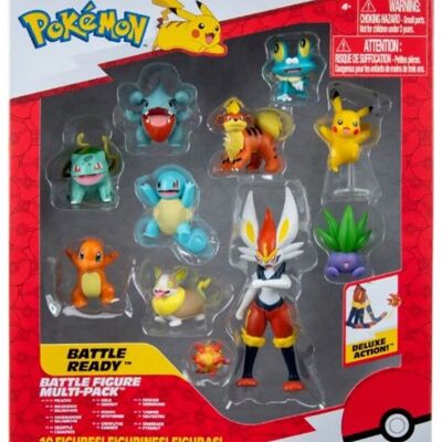 Pack Pokémon Battle Ready de Jazwares, 10 figurines, jouets, enfants, figurines