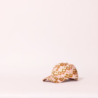 CASQUETTE COTON IMPRIMÉ DAMIER ROSE NICA