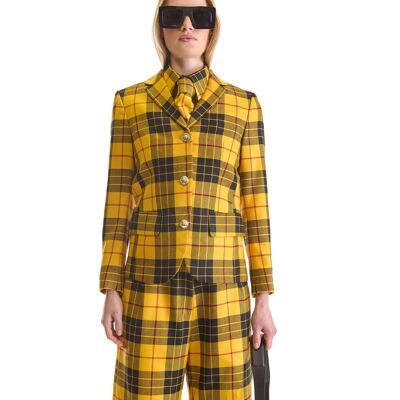 Helen Anthony Notch Lapel Single Breasted Plaid Blazer