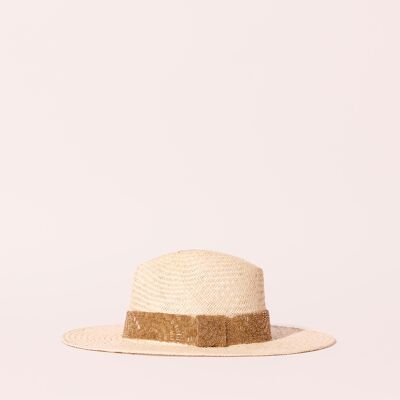 CAPPELLO DI PAGLIA RICAMATO ORO ROSALIE