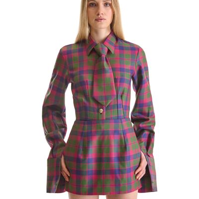 Helen Anthony Tailored Wool Check Shirt Bodysuit