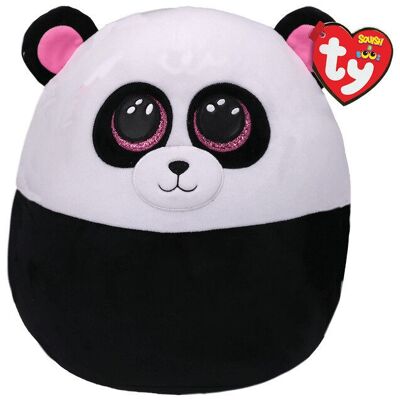 TY Beanie Squish 39292 Peluche moelleuse en bambou 22 cm Panda noir et blanc avec texture moelleuse pour 4 ans et plus Jouet, enfant, peluche