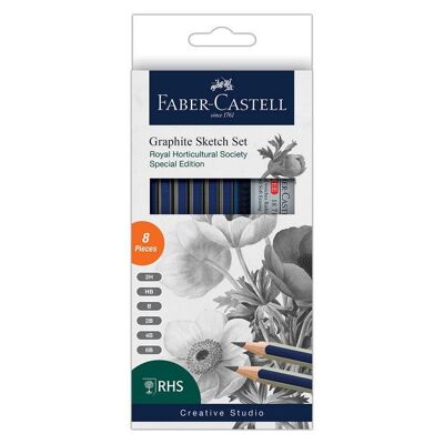 Set di schizzi in grafite Faber-Castell Creative Studio, edizione speciale RHS, per arte, artigianato, disegno, schizzi, tratteggio, casa, scuola, università, colorazione