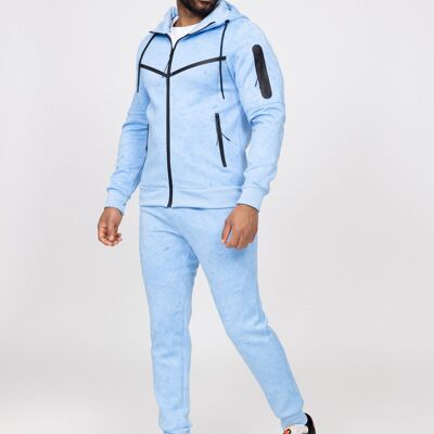 Ensemble jogging homme - effet marbré taché - bleu