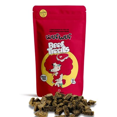 Snack per cani a base di manzo essiccato all'aria naturale WufWuf