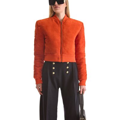 Blouson aviateur court en daim