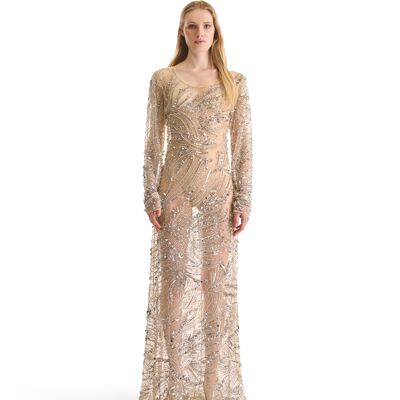 Helen Anthony Hand Embroidered Beaded Evening Dress