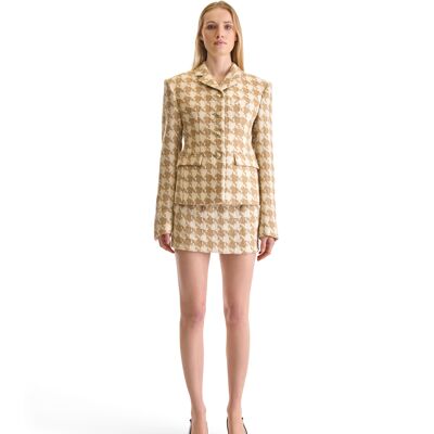 Helen Anthony Notch Lapel Single Breasted Houndstooth Jacket