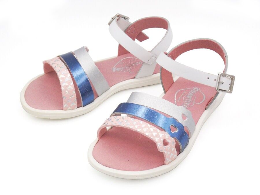 Leather Sandal White Metals
