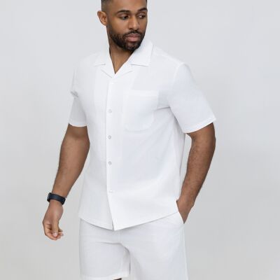 Completo camicia e pantaloncini in cotone semplice - bianco