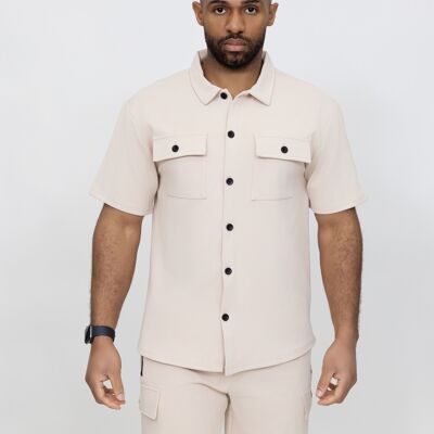 Completo camicia e pantaloncini da uomo - beige