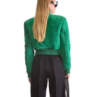 Helen Anthony Suede Short Bomber Jacket