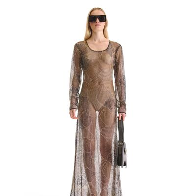 Helen Anthony Hand Embroidered Sheer Evening Dress