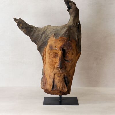 Rizimu Chiwawa Sculpture de tête en bois flotté sculpté - Zimbabwe