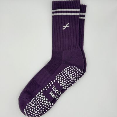 Chaussettes mi-mollet en coton avec grip en silicone - Raisin