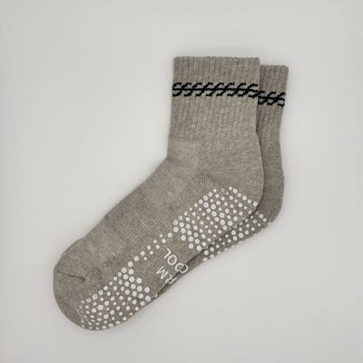 Chaussettes mi-mollet en coton avec grip en silicone - Gris