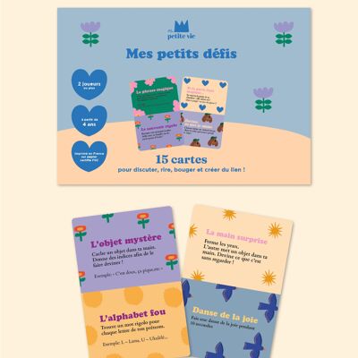 Juego de cartas "Mis Pequeños Desafíos": 15 cartas para charlar, reír, moverse y conectar (con estuche)