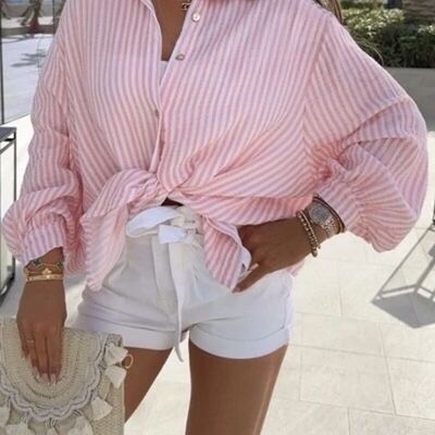 Camicia in garza di cotone stampata - 7621