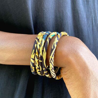 Braccialetti in cera nera/écru/senape/oro