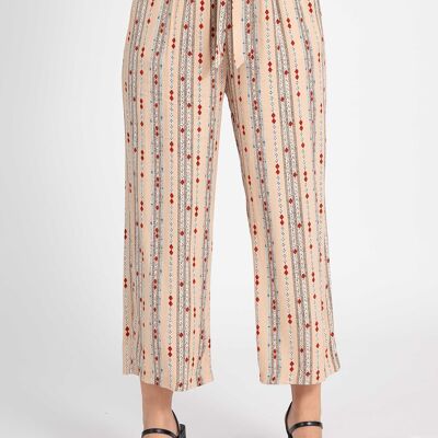 Pantaloni beige stampati taglie forti (B231)