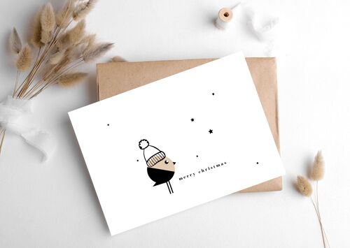 CHRISTMAS ROBIN BIRD CARD, Christmas Card, Hygge Cards C6 Greeting Card – Scandinavian Simplicity & Cosiness for Lovers of Minimalism, Nature & Simple Pleasures