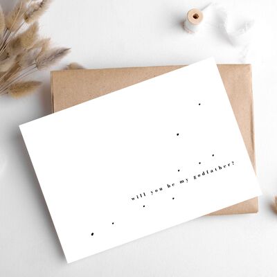 TARJETA "¿QUIERES SER MI PADRINO?", Tarjeta de felicitación Hygge Cards C6: sencillez y calidez escandinavas para amantes del minimalismo, la naturaleza y los placeres sencillos.