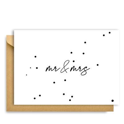 Biglietto d'auguri con la scritta "MR AND MRS", Hygge Cards C6 - Semplicità e intimità scandinave per gli amanti del minimalismo, della natura e dei piaceri semplici, biglietto di nozze