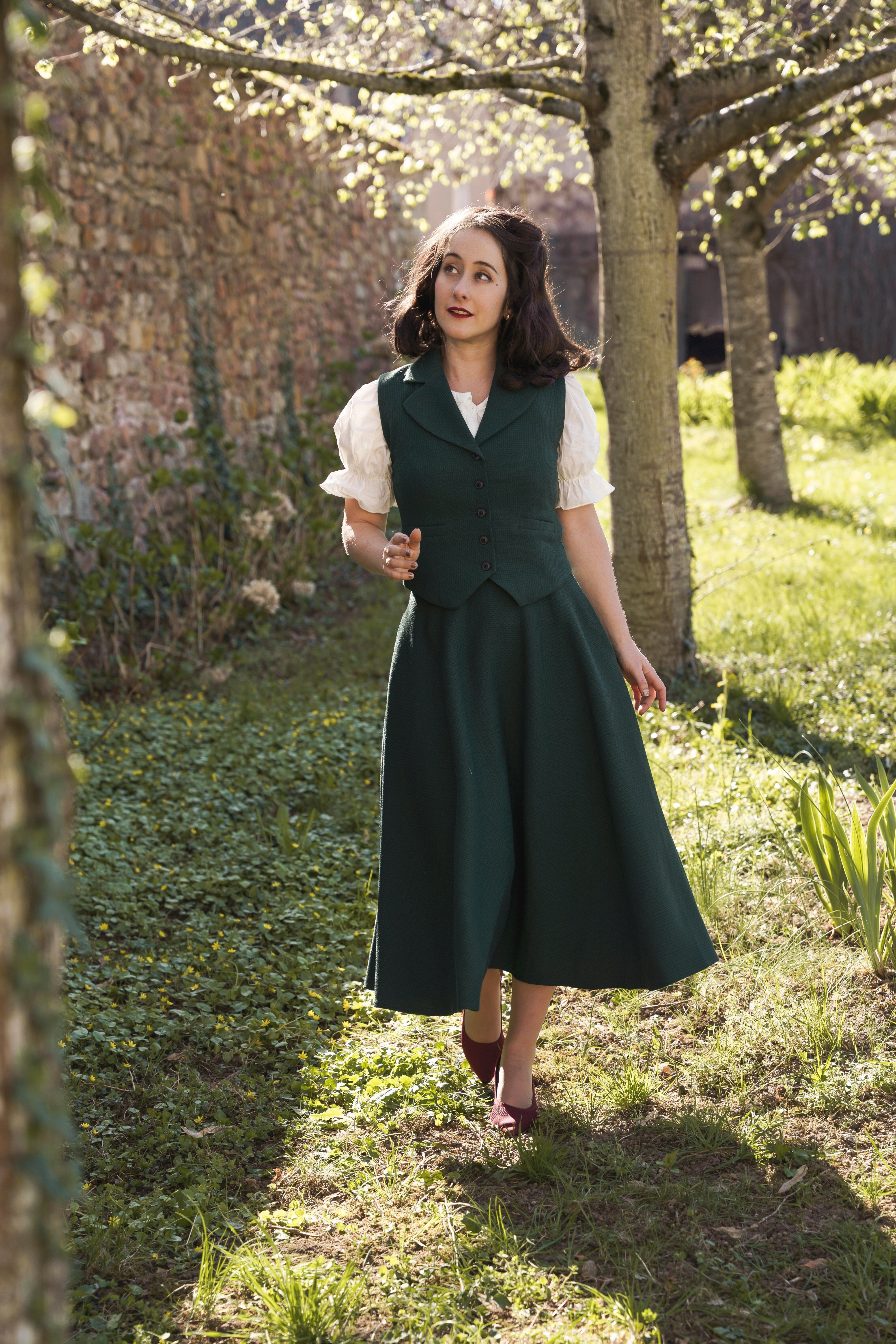 Veston Peaky Vert Sapin motifs Avec Col