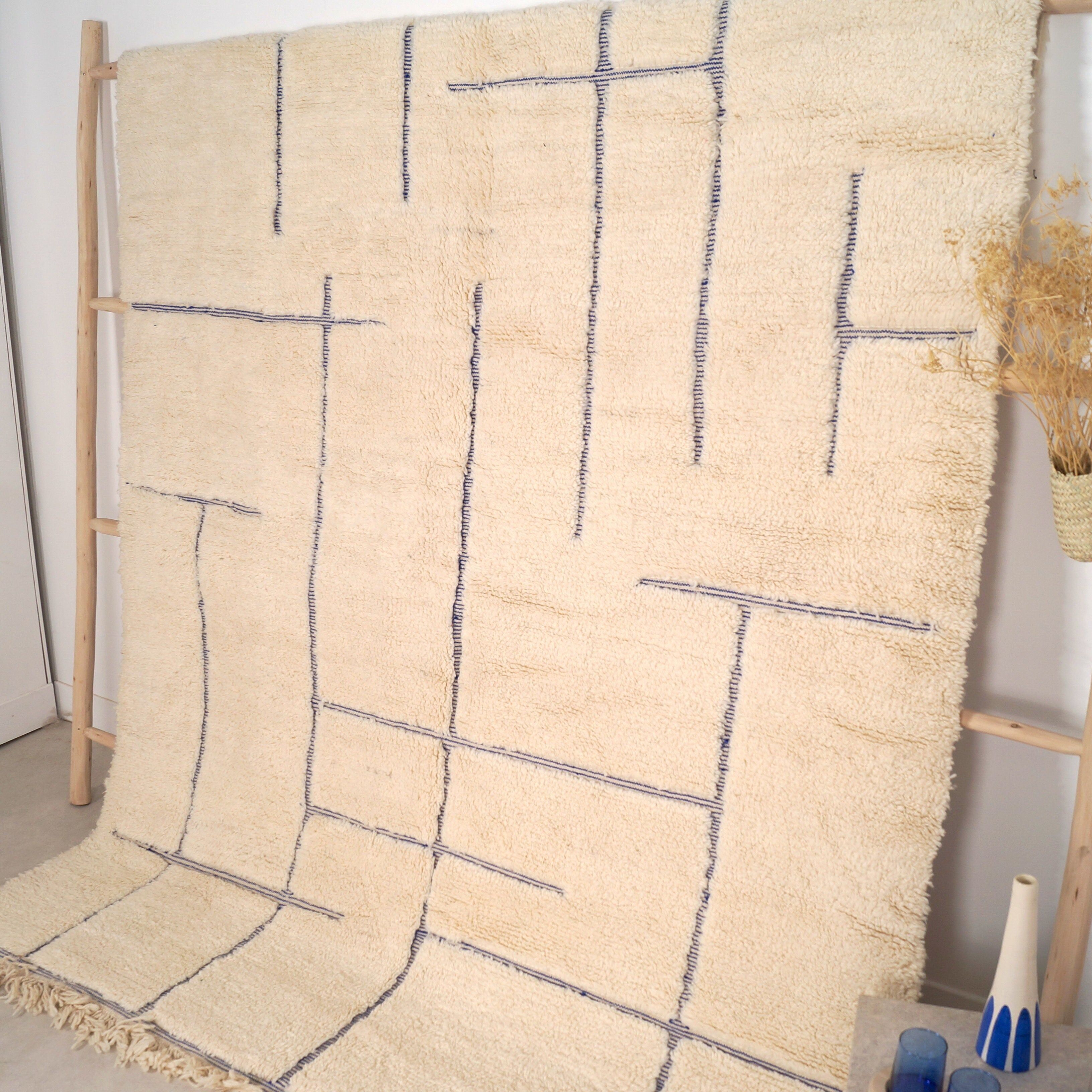 Alfombra Béni Ouarain 300 x 200 cm - Majorelle geométrica azul