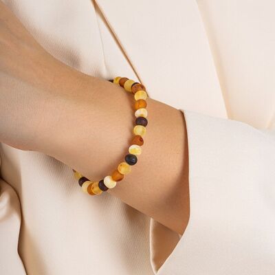Pulsera de ámbar barroco crudo multicolor