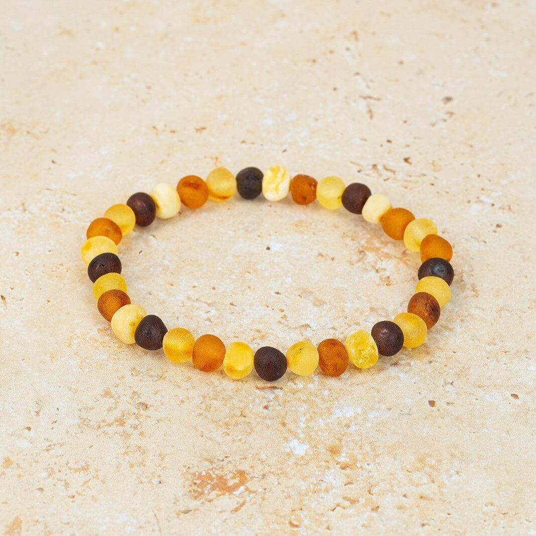 Bracciale in ambra barocca grezza multicolore