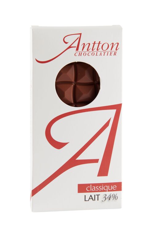 Tablette chocolat lait 34% 90g