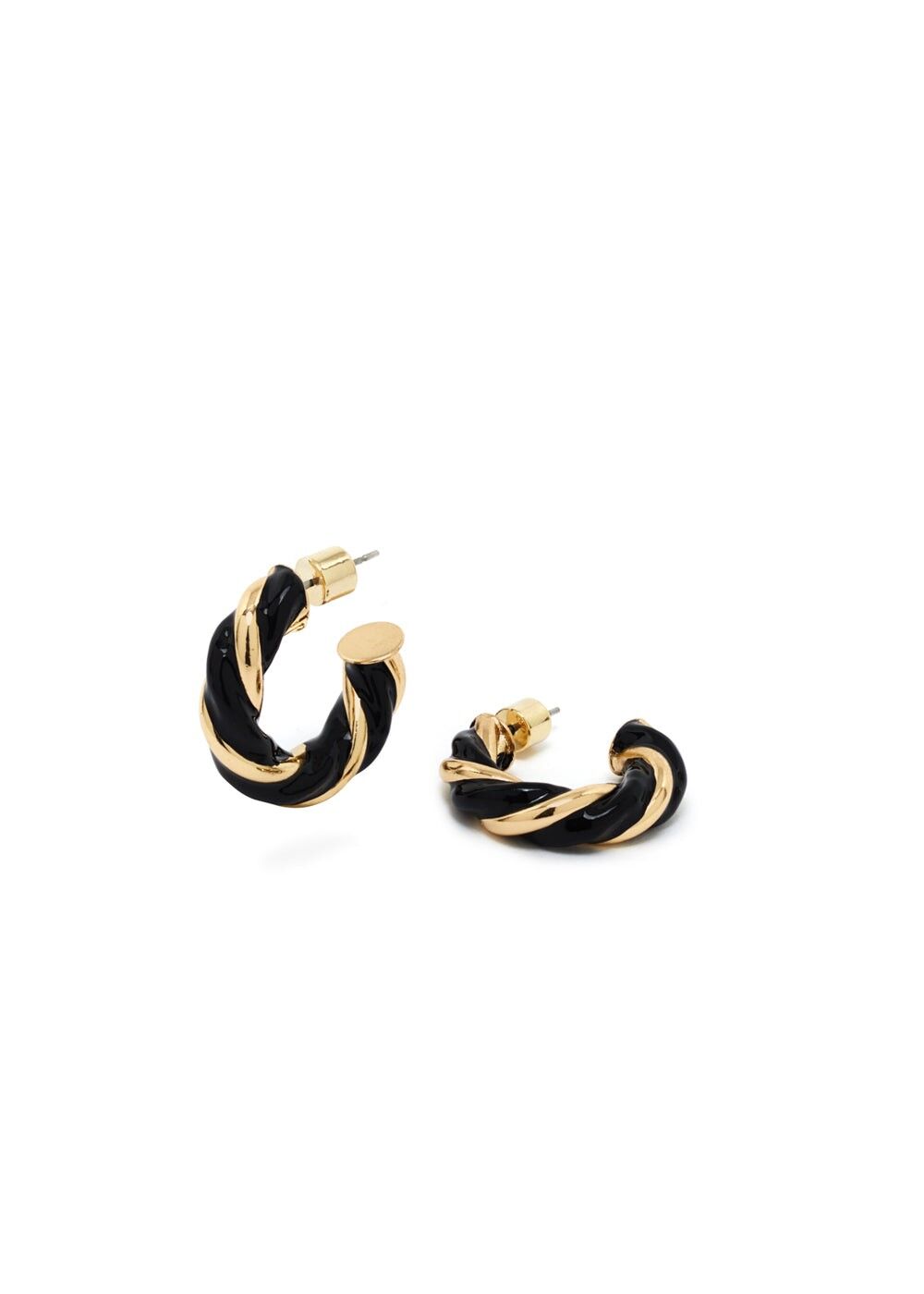 YARA SMALL TORCHON BLACK AND GOLD EARRINGS