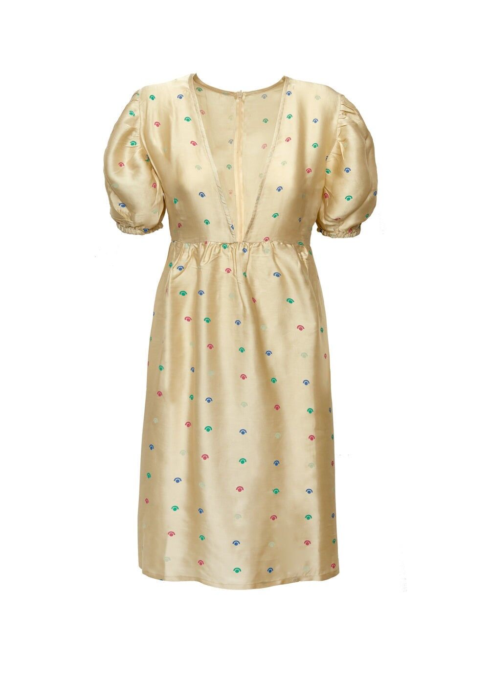 SHORT LOW-NECKED DRESS KIA IVORY W/ PRINT I