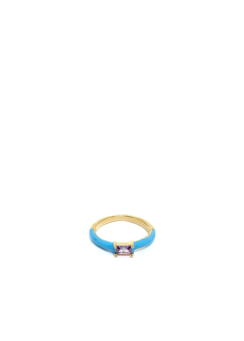 TINA RING BLUE W/ PURPLE STONE 14KT GOLD PLATED