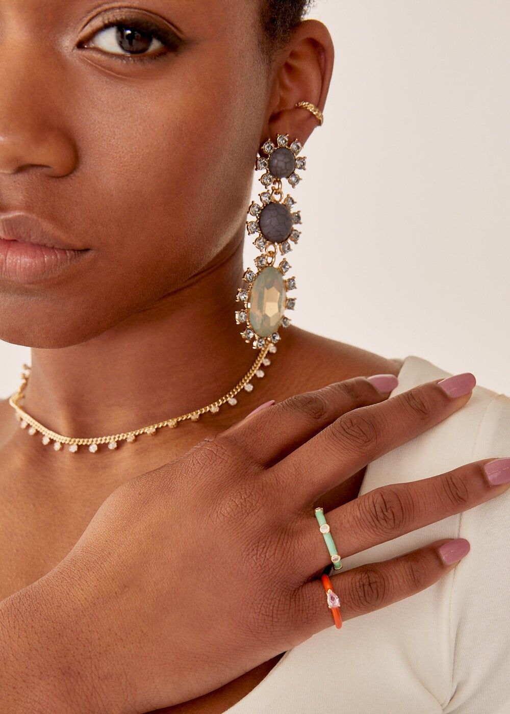 TITTA RING ORANGE W/ PINK STONE 14KT GOLD PLATED