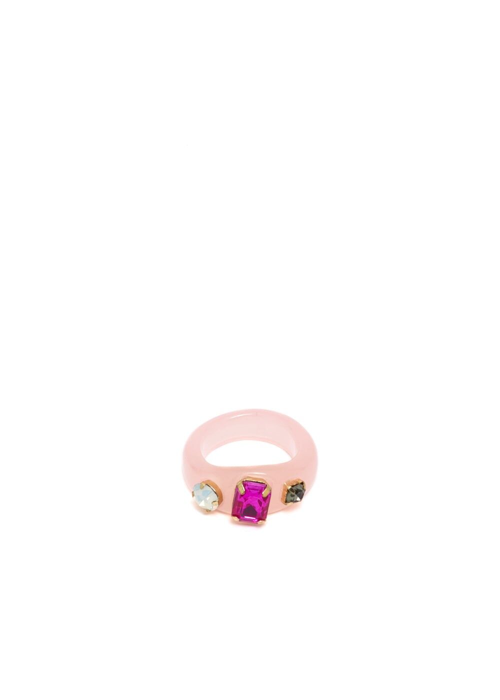 ZOE PINK RESIN RING WITH STONES