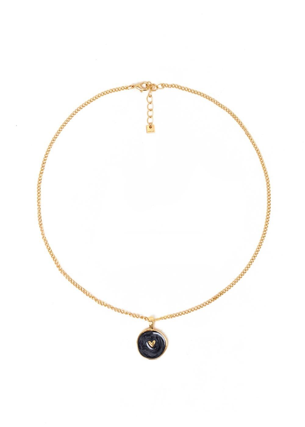 ISABELLA BLACK NECKLACE PLATED IN 14KT GOLD