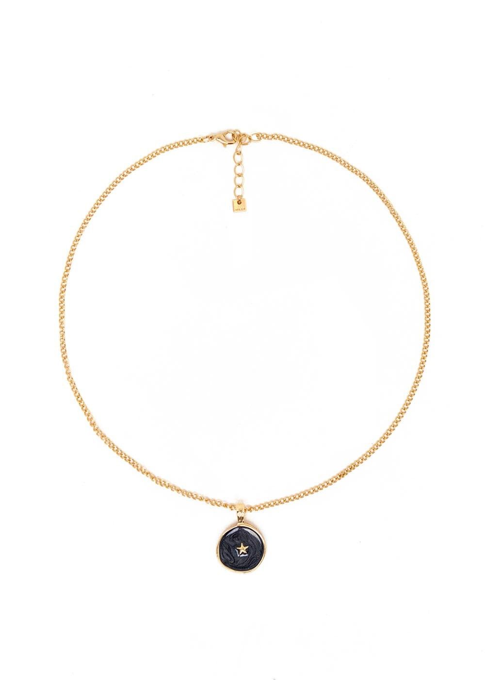 ILENIA SCHWARZE HALSKETTE MIT 14 KT GOLD ÜBERZOGEN