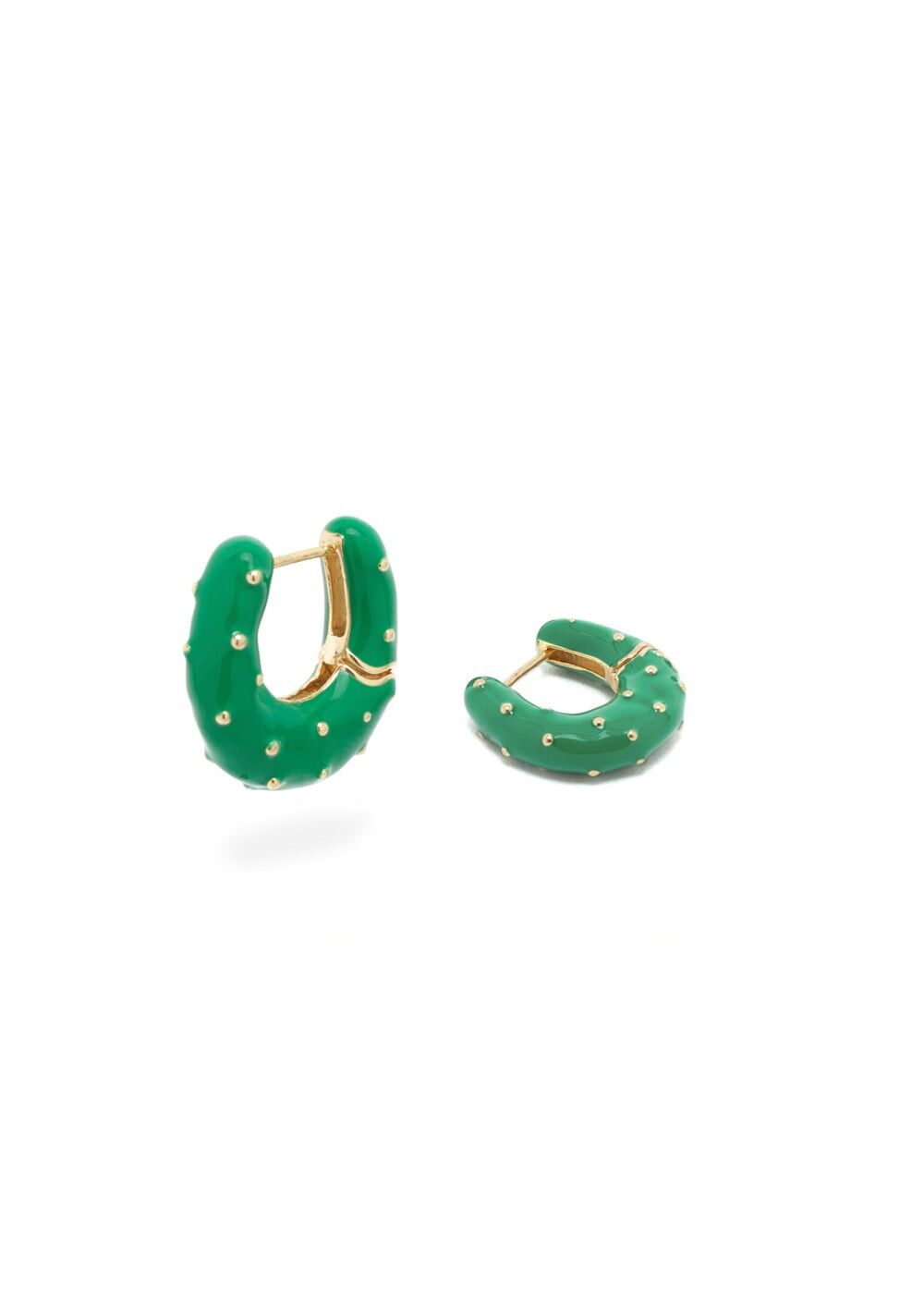 BOUCLES D'OREILLES EN ÉMAIL VERT VIVIAN PLAQUÉ OR 14KT