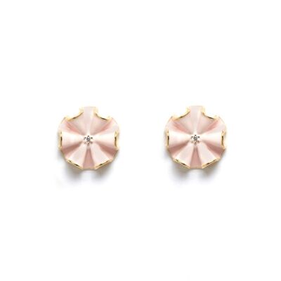 BOUCLES D'OREILLES VIRGI EN FORME D'ÉVENTAIL ROSE PLAQUÉ OR 14KT