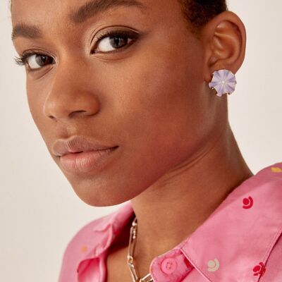 BOUCLES D'OREILLES LILAS EN FORME D'ÉVENTAIL VIRGI PLAQUÉ OR 14KT