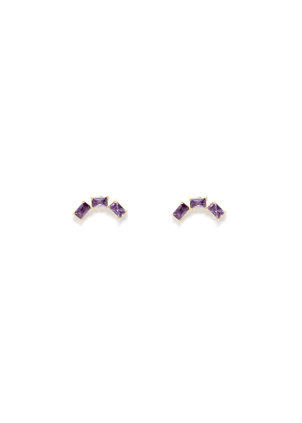 BOUCLES D'OREILLES ZECLA ZIRCON LILAS PLAQUÉ OR 14KT