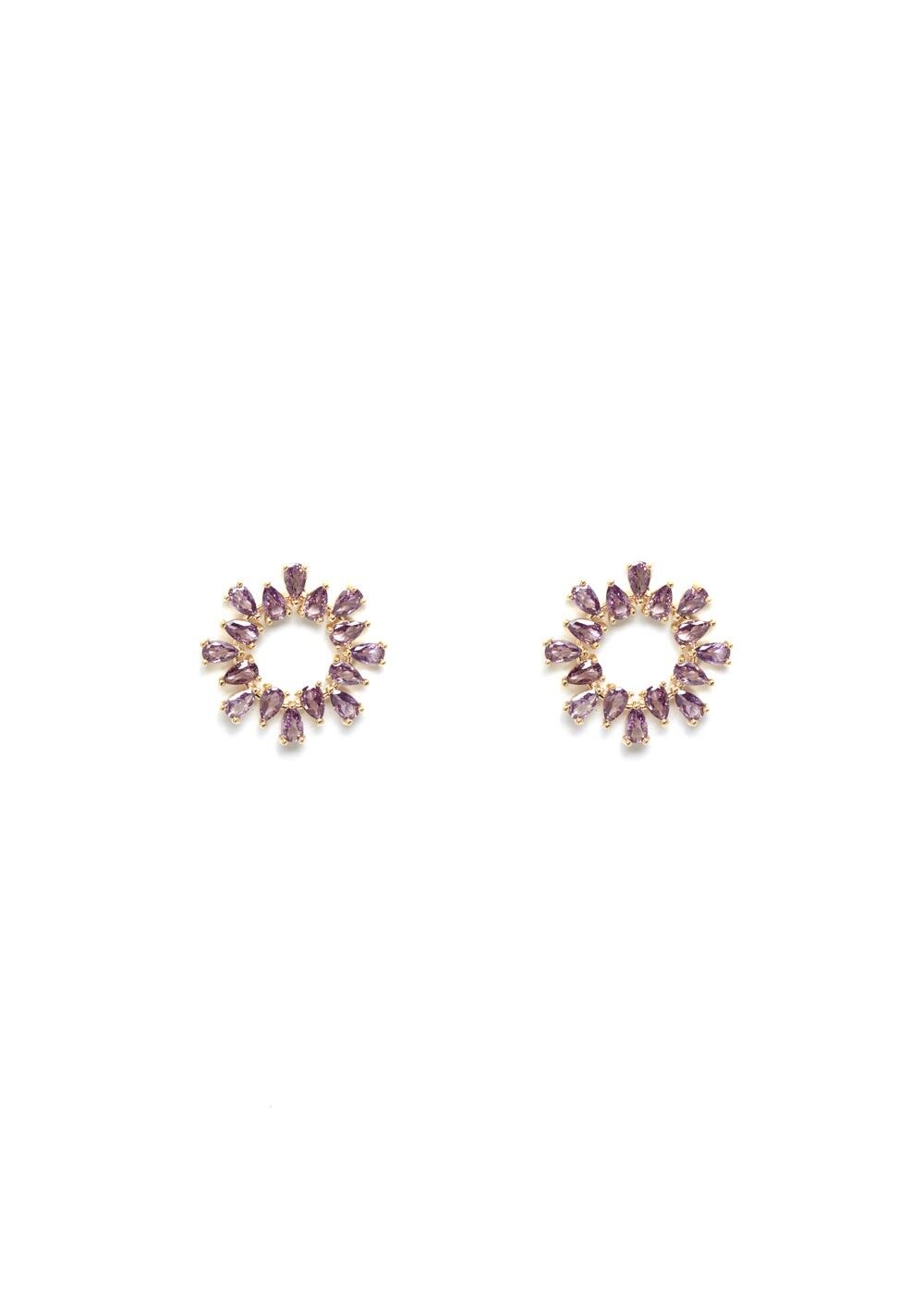 BOUCLES D'OREILLES TOSCA AVEC ZIRCONS LILAS PLAQUÉ OR 14KT