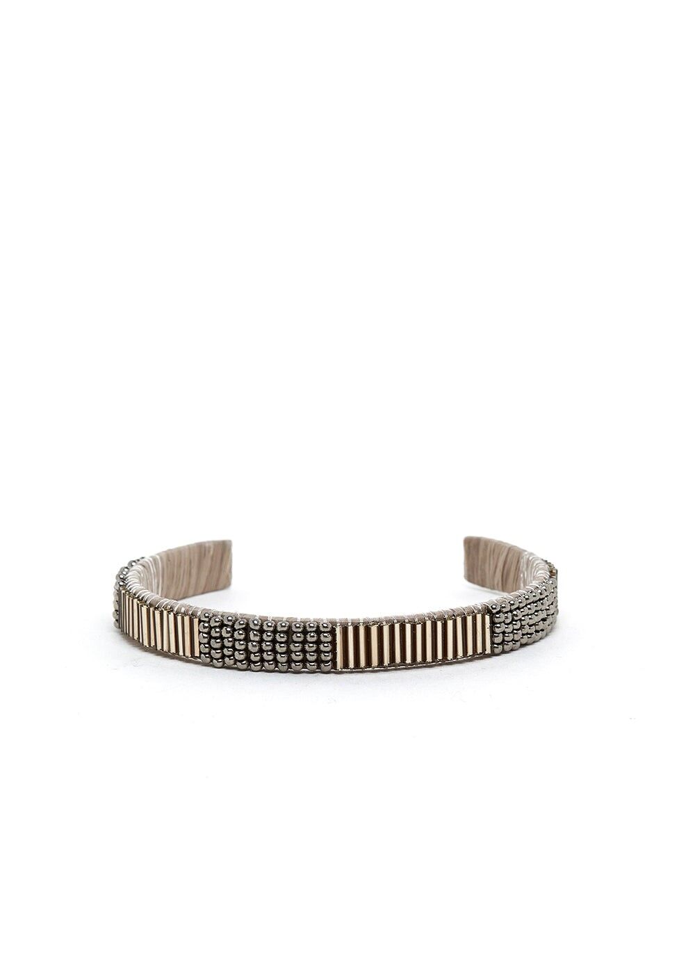 MANSCHETTE ARMBAND MIT GRAUEN PERLEN