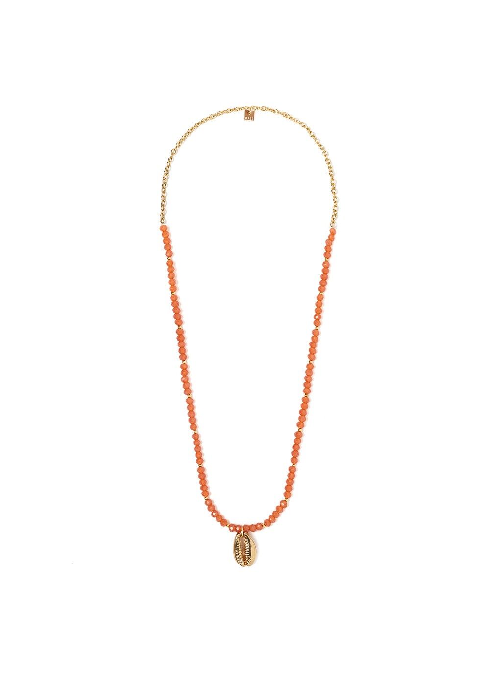 PFIRSICHFARBENES ELASTISCHES ARMBAND MIT MUSCHEL