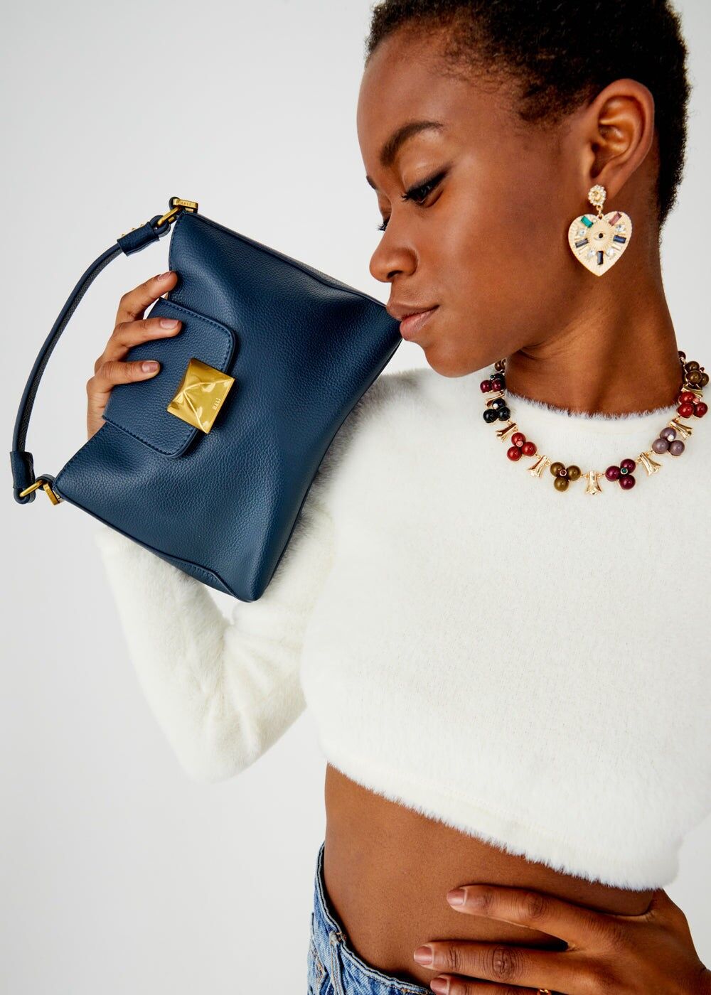 PETIT SAC PORTÉ ÉPAULE PYRAMIDE VIVIENNE BLEU