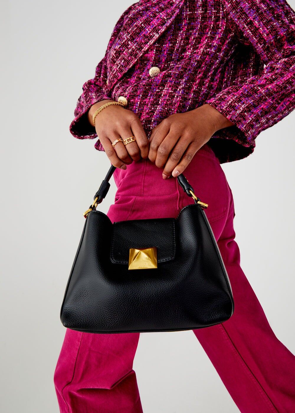 PETIT SAC PORTÉ ÉPAULE PYRAMIDE NOIR VIVIENNE