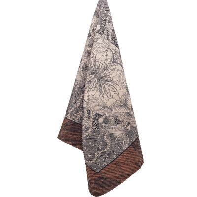 BEIGE & BROWN LARGE PLEATED SCARF